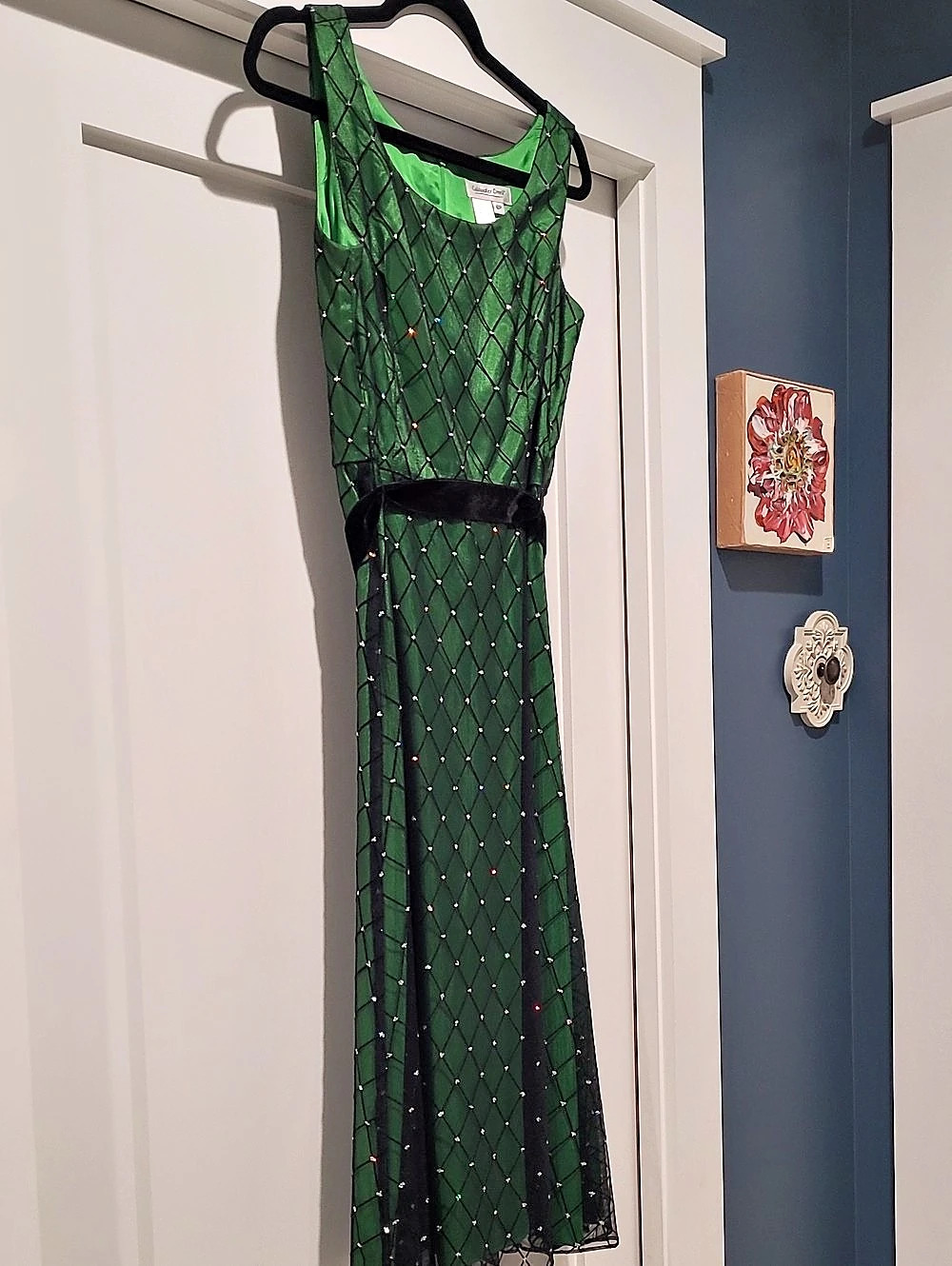 Jus d'Orange Green Geometric Maxi Dress Size Small Like New